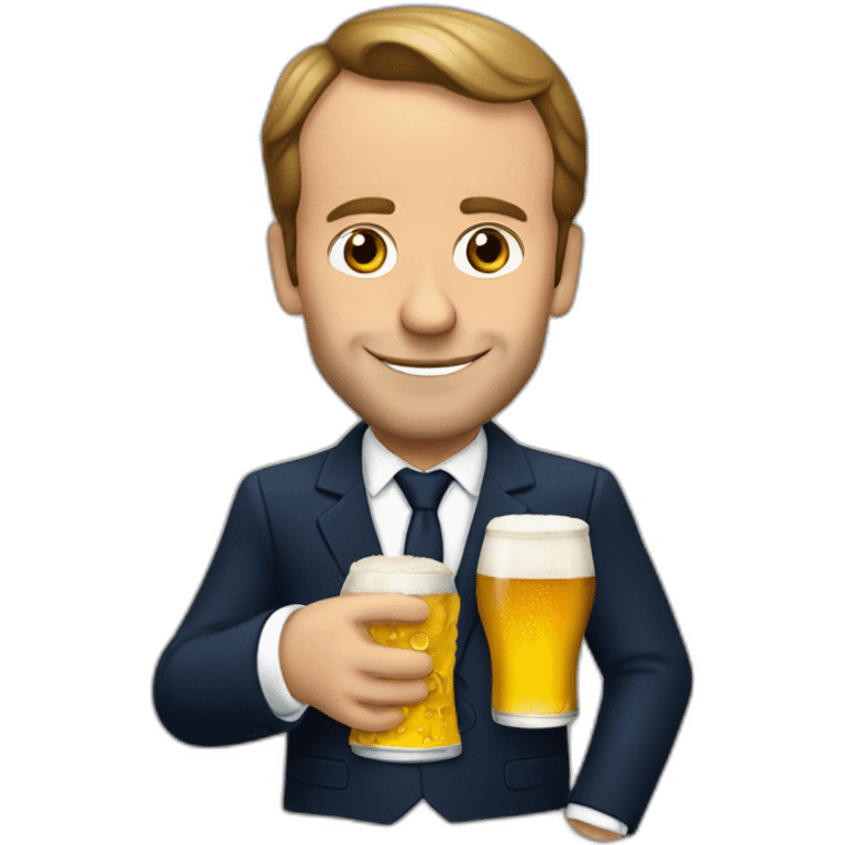 macron avec une biere emoji