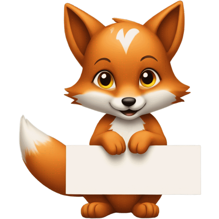 Baby fox with a blank sign emoji