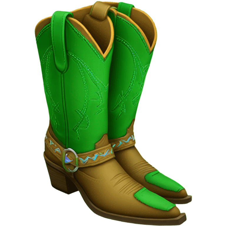 Kelly green cowboy boots emoji