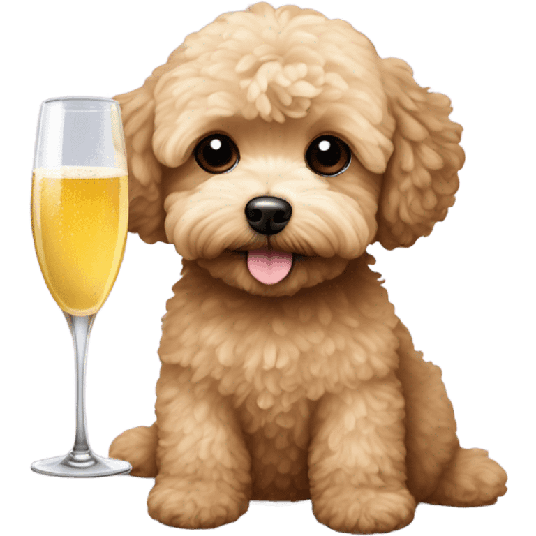 Brown maltipoo with Prosecco  emoji