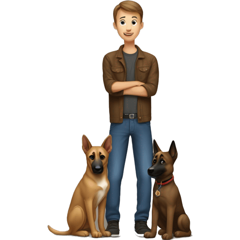 garçon calin a un malinois emoji