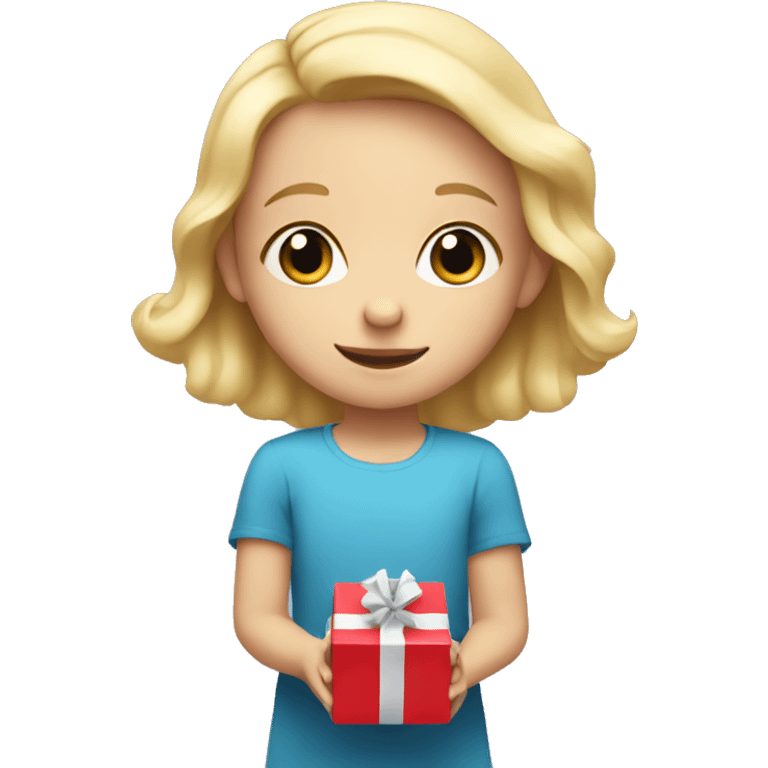 A small blonde-haired child holding two gifts in their hands emoji