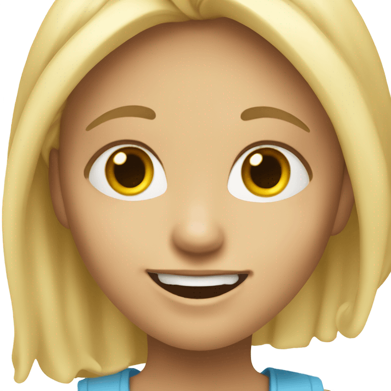 Girl with blonde hair and oppsie smirk emoji