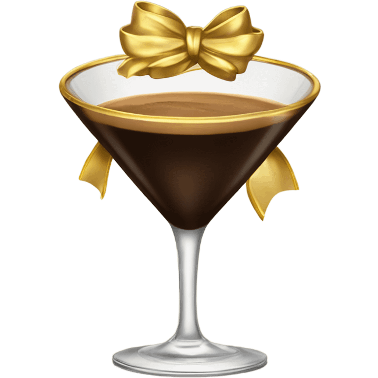 gold rimmed espresso martini glass with gold bow emoji