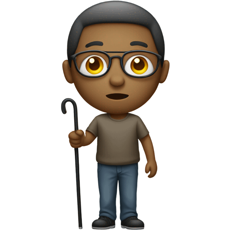 a blind person looking to the right, with a cane in hand, neutral facial expression emoji