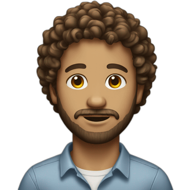 IT guy brown curly hair small beard emoji