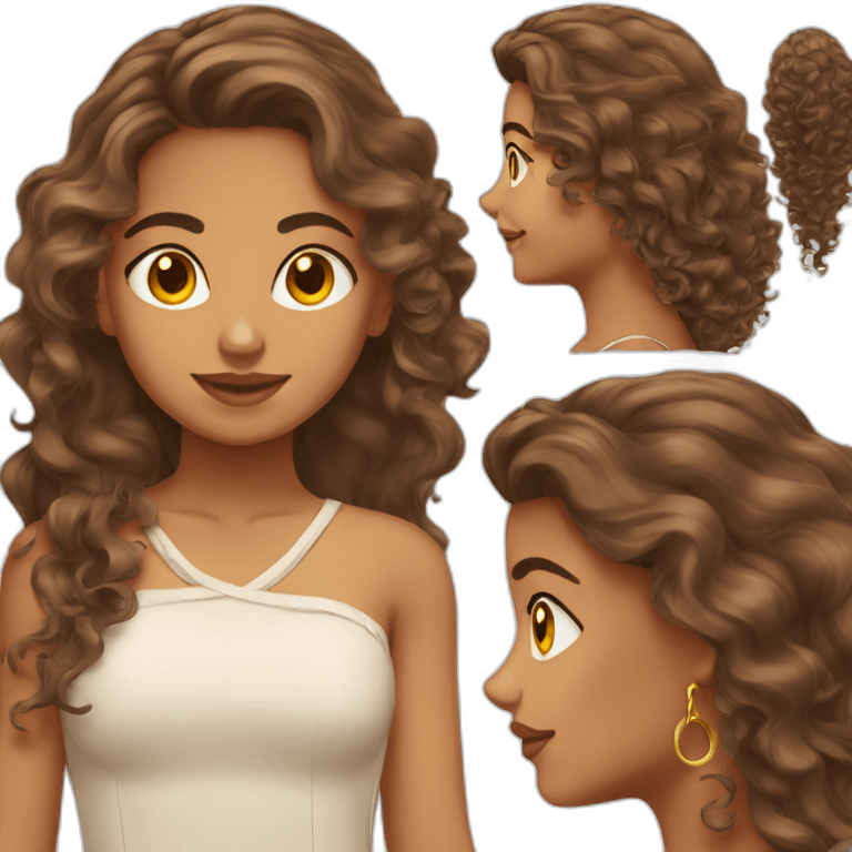 Indian girl wavy long curly hair medium skin that is tanned with hoop earrings emoji