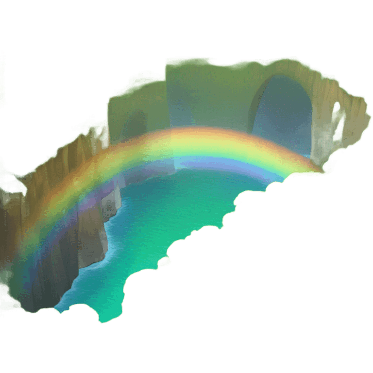 Rainbow in forest by ocean emoji