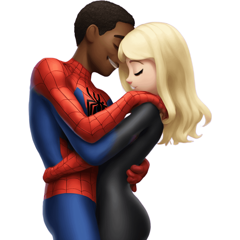 miles morales Spiderman hugging Gwen Stacy’s Spider-Man  emoji