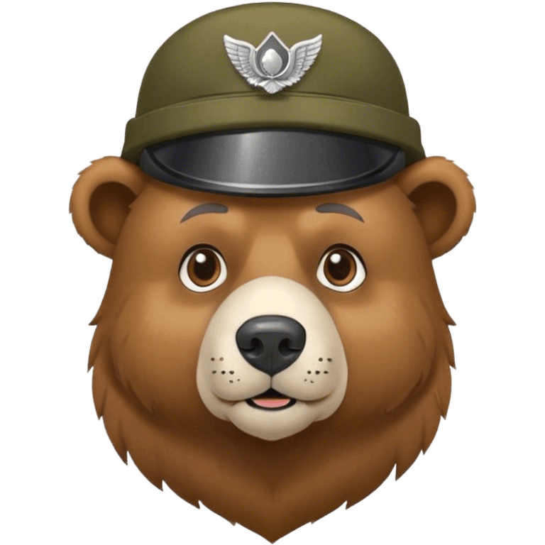 Bear waring a army hat with dog tags  emoji