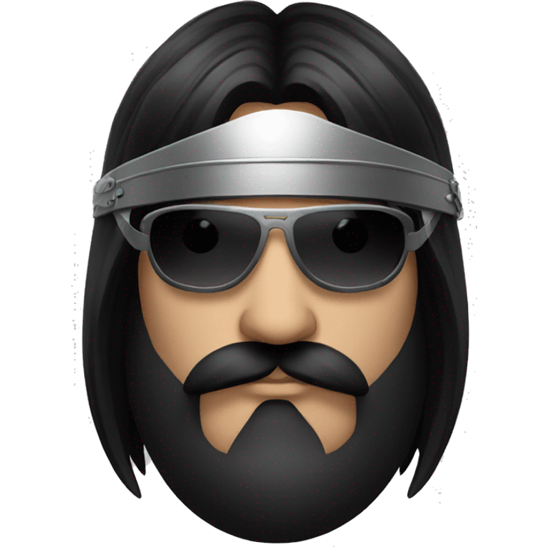 gladiator with long straight black hair, black moustache and sunglasses emoji