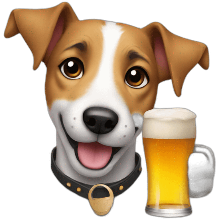 Jack russel holding a beer emoji