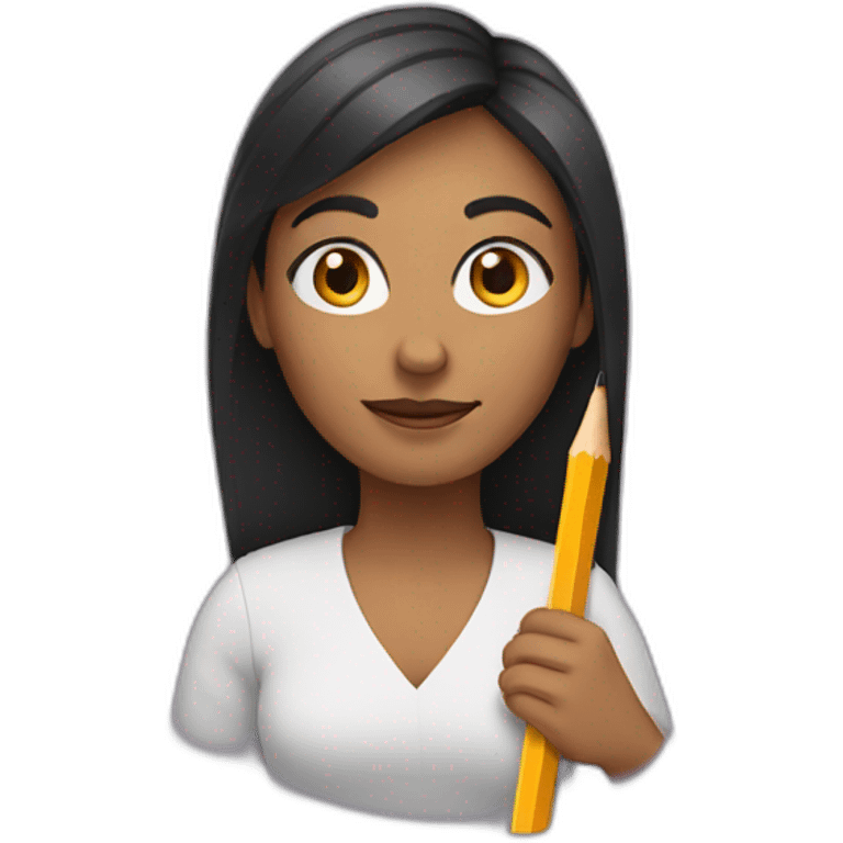 woman holding a pencil emoji