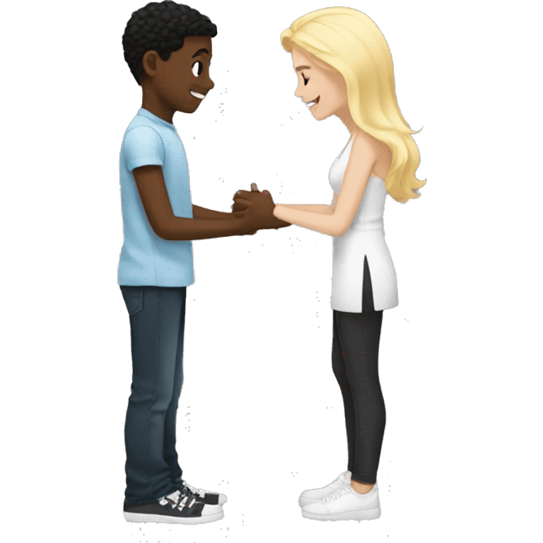 black boy proposing to a white blonde girl emoji