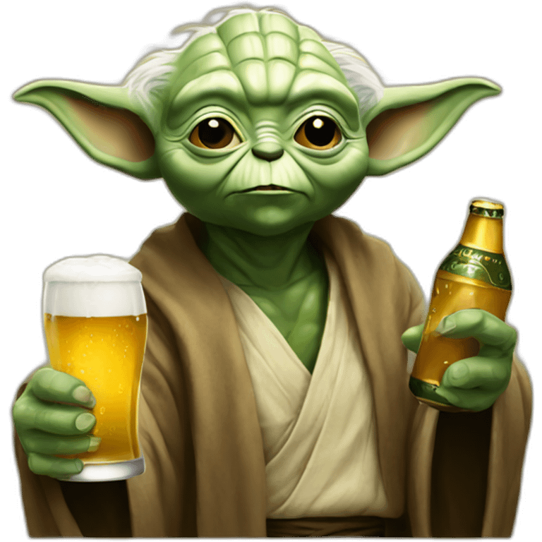 Yoda with beer emoji