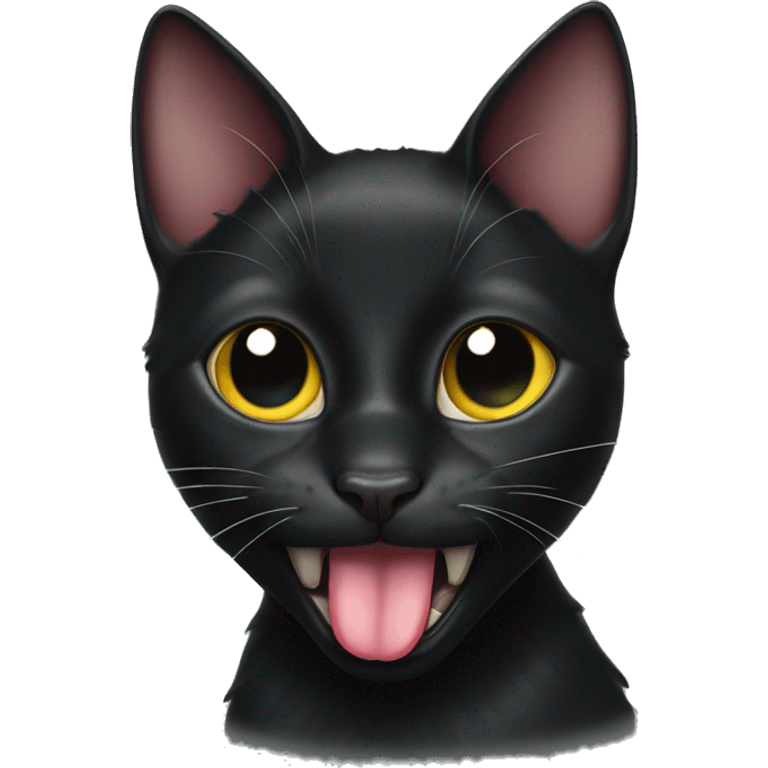 Black cat with tongue out emoji