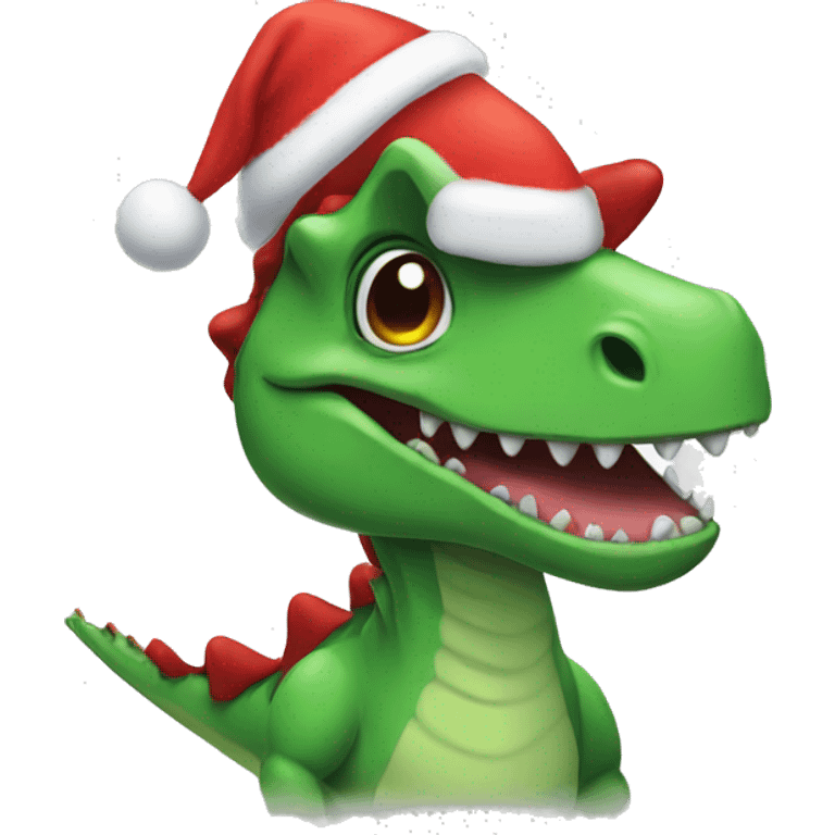 dino with a christmas hat emoji