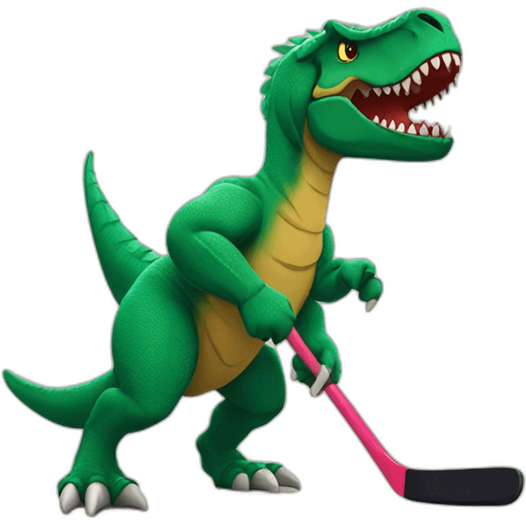 Tiki T-rex street hockey fun emoji