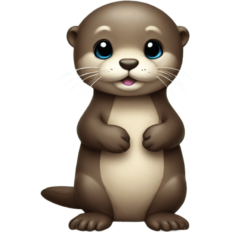 Cute baby otter. Wearing mittens. Full body.  emoji