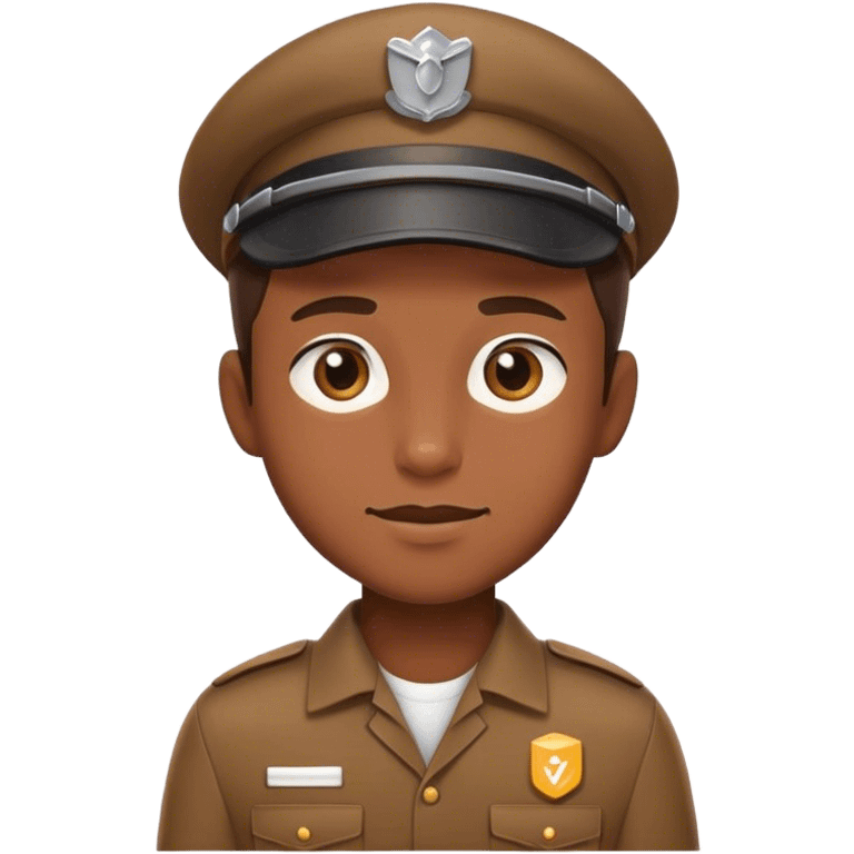 half figure brown uniform delivery boy emoji