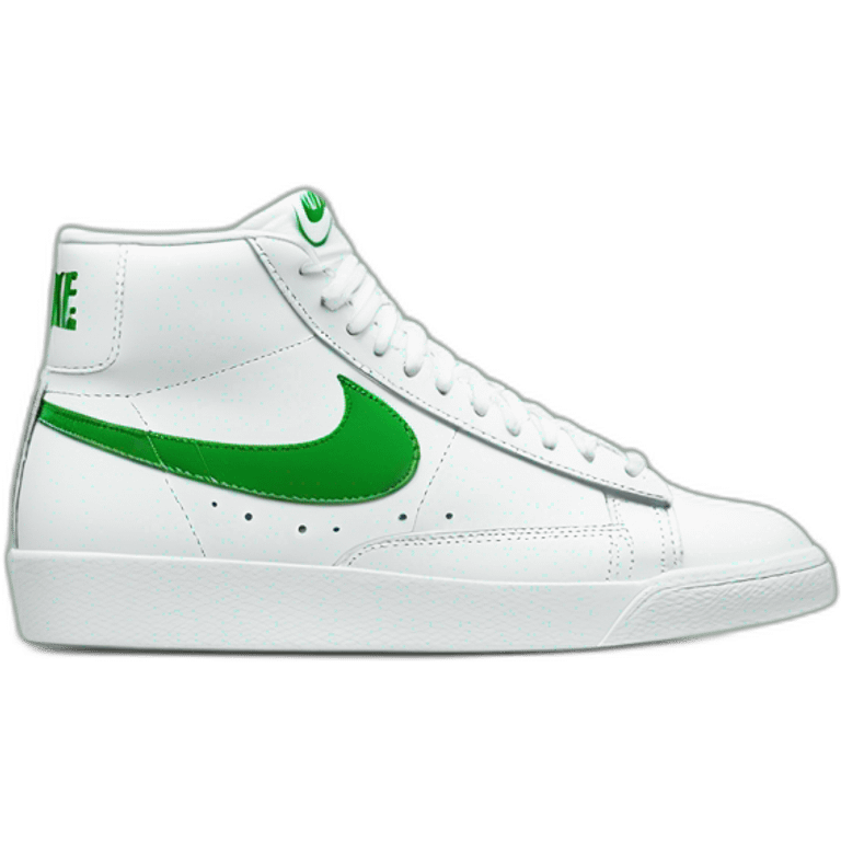 Nike blazer all white and just the swoosh is green emoji