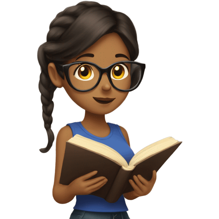 brunett girl reading a fantasy book emoji