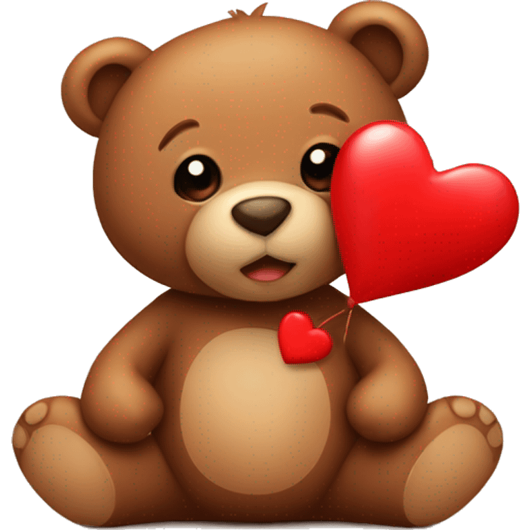 Very cute brown teddy bear holding a red heart  emoji