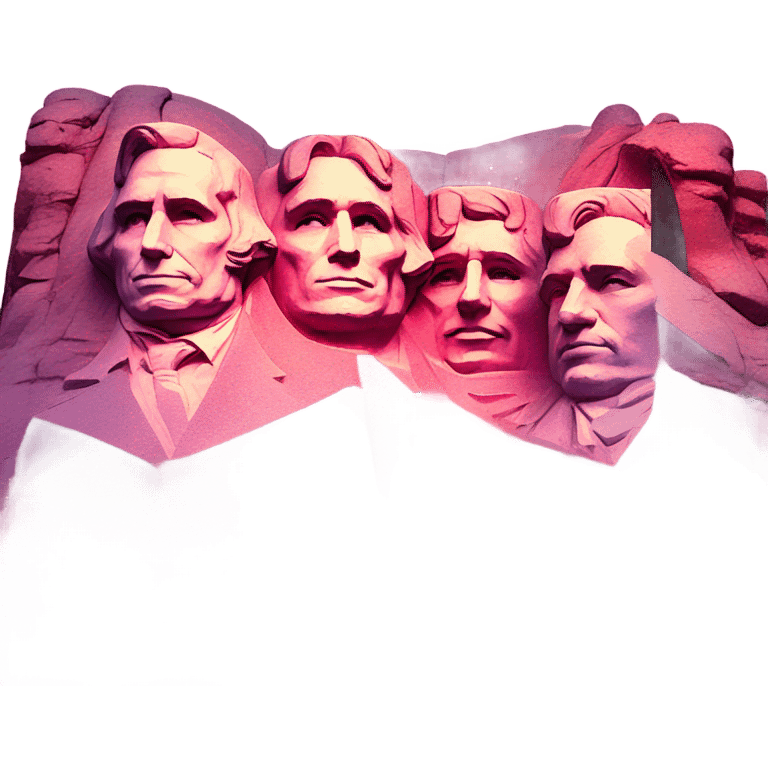 Pink ombre Mount Rushmore with glitter emoji