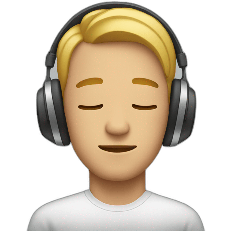 Man wearing headphones with his eyes closed emoji