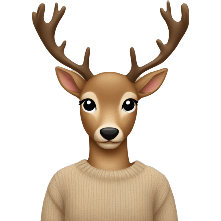 Beige sweater with deer emoji