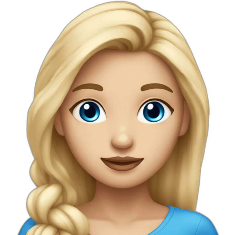 una chica rubia, pelo largo, con ojos azules y piel blanca emoji