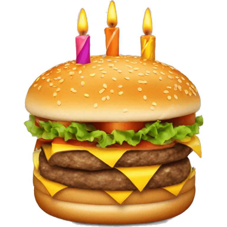 Hamburger with birthday candles  emoji