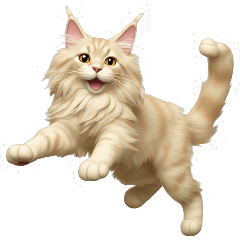 cream coloured maine coon doing a cartwheel emoji