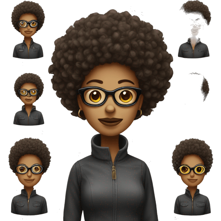 avec cheveux afro femme avec des lunettes emoji