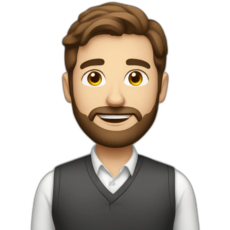 entrepreneurial character with brown hair and beard emoji