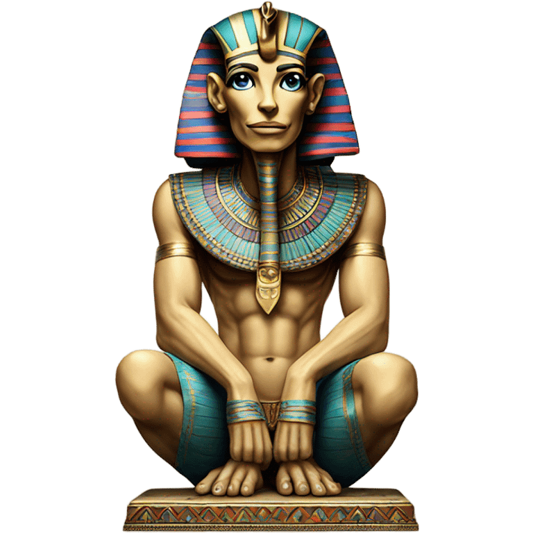 colourful statue of egypt god with cobra
face emoji