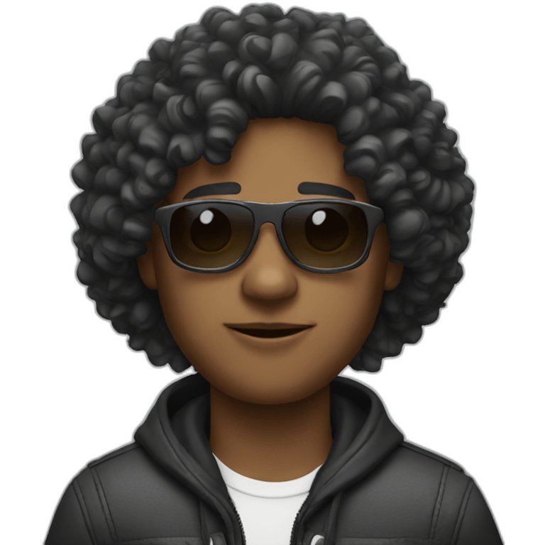 Guy with sunglasses and curly hair emoji