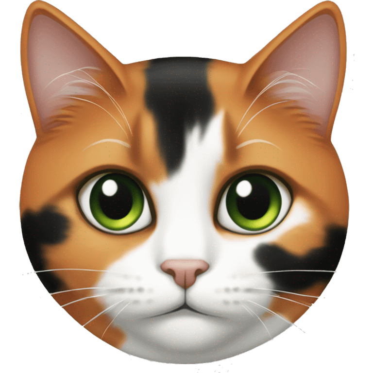 calico cat, orange, white, black with green eyes emoji