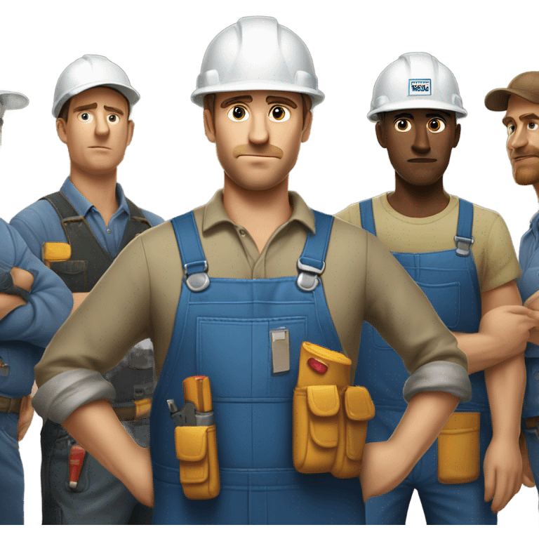 blue collar workers photorealistic serious emoji