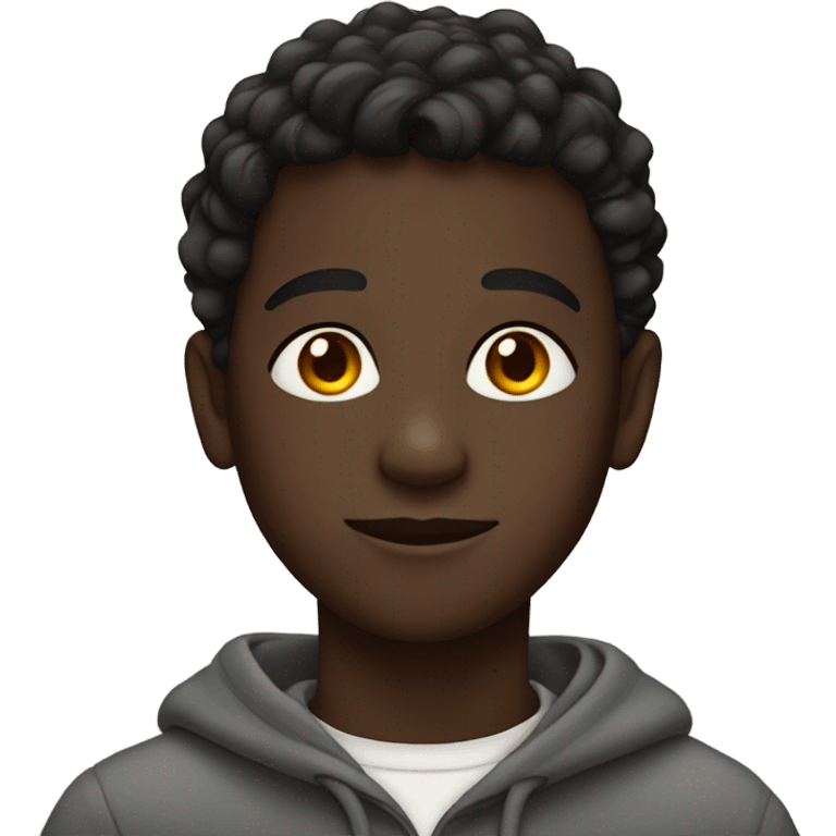 dark-skinned boy with earrings wearing sweat-shirt emoji