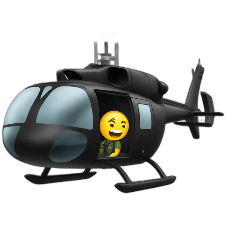 Man flying inside a black, Brazilian helicopter emoji