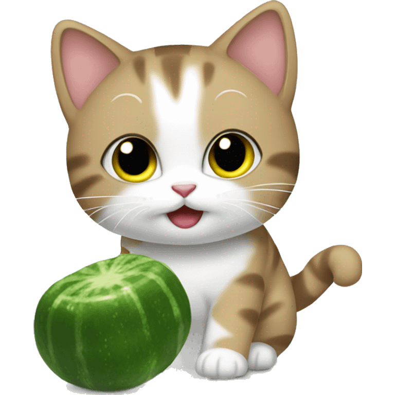 Kitty doing cucumber pack emoji