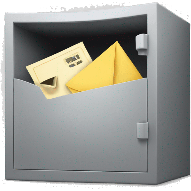 an open safe with envelopes flying out emoji