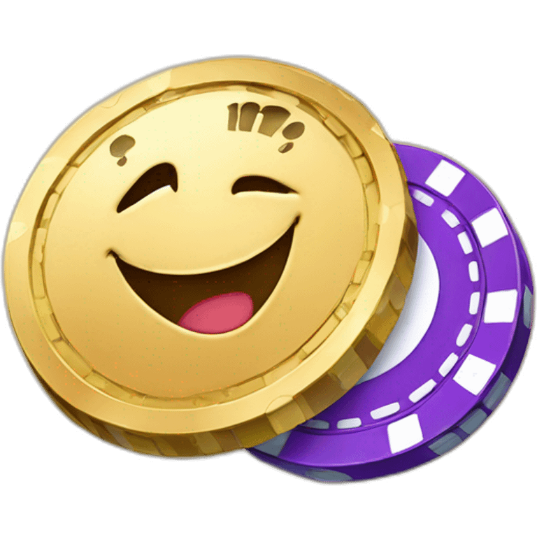 a casino chip with cartoon happy face emoji