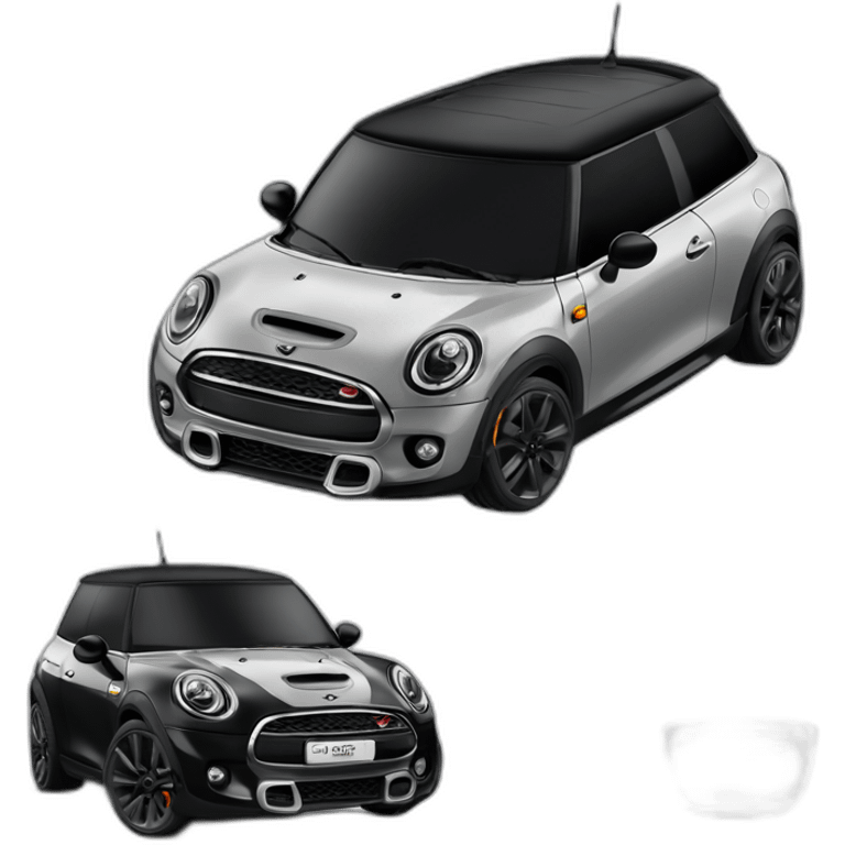 Mini Cooper s f56 noire avec le toit blanc emoji