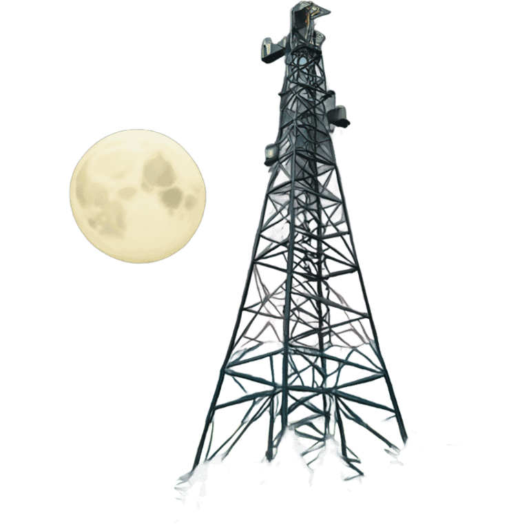 Pine trees oil derrick moon sky emoji