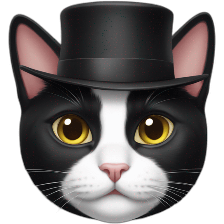 tuxedo cat with hat emoji