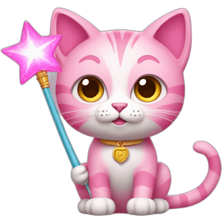 Pink Cat with a Magic Wand emoji