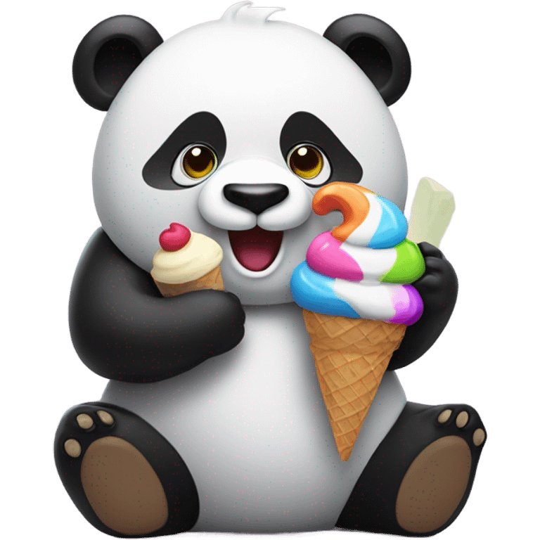 Panda eating ice cream emoji