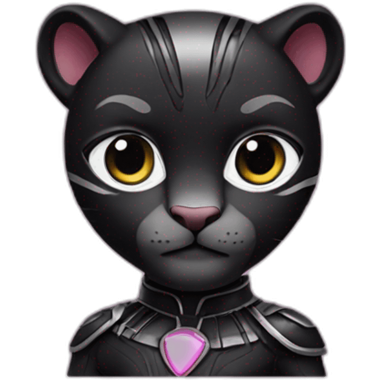 Pink panther in a black panther costume emoji